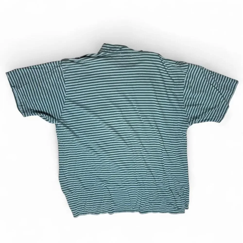 J.Crew Oarsman Vintage 90s Green 100% Cotton Striped Mock Neck Large